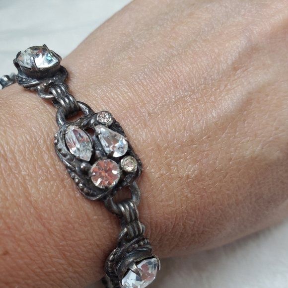 Kramer Vintage Bracelet Rhinestones Silver Toned - Picture 4 of 4
